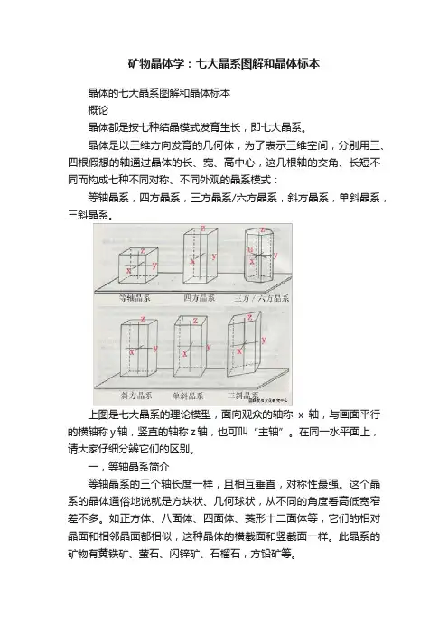 矿物晶体学：七大晶系图解和晶体标本