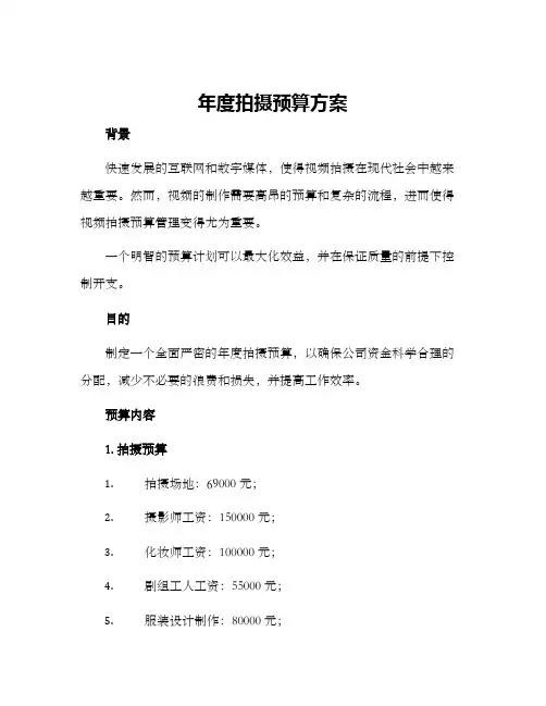 年度拍摄预算方案