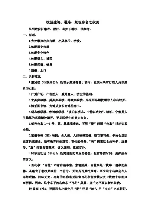 校园建筑、道路、景观命名之我见