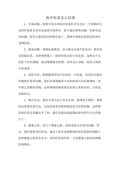 狗不吃食怎么回事