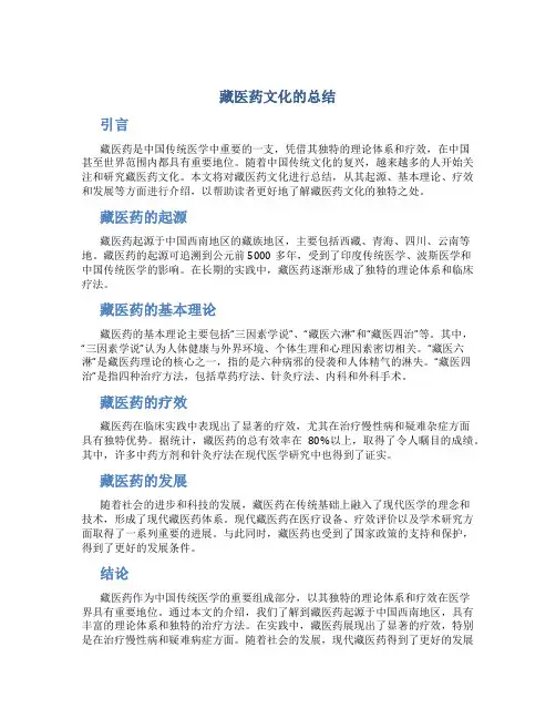藏医药文化的总结