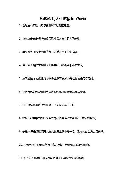 说说心情人生感悟句子短句