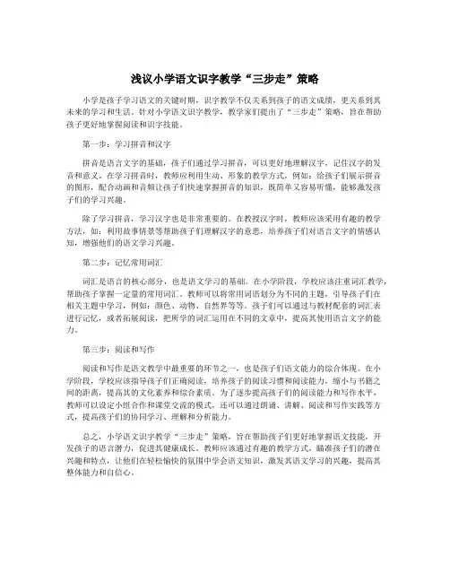 浅议小学语文识字教学“三步走”策略