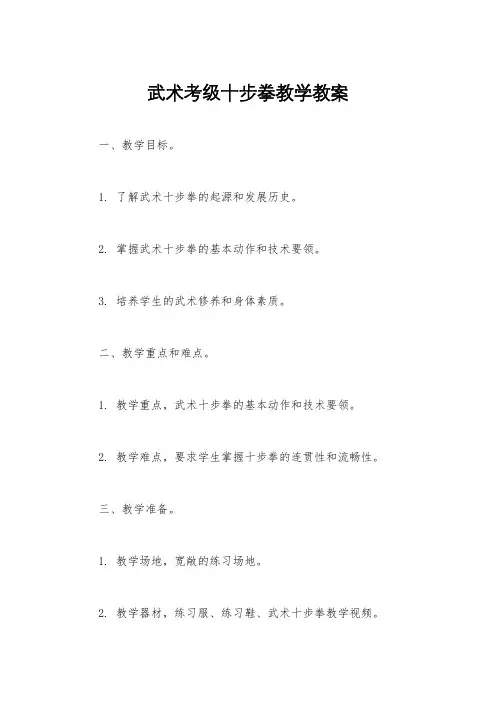 武术考级十步拳教学教案