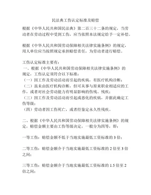 民法典工伤认定标准及赔偿