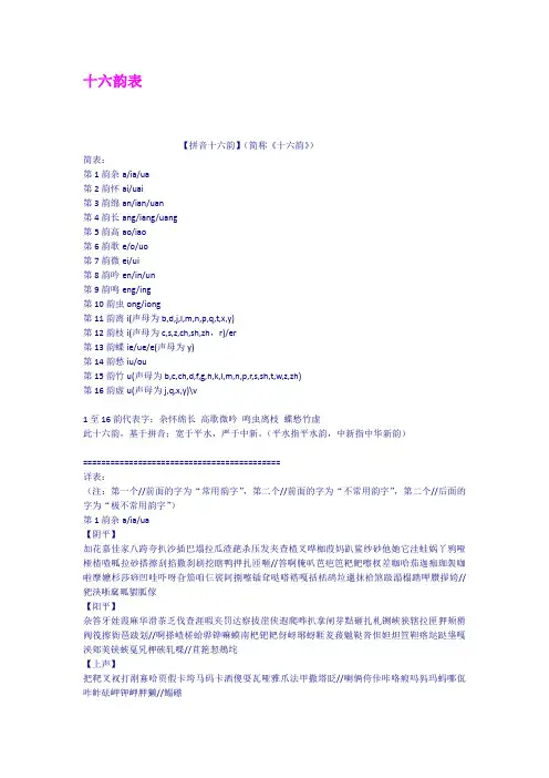 十六韵表