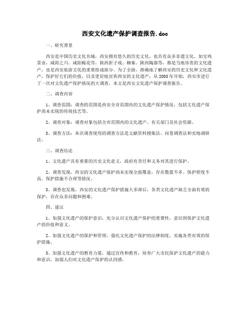 西安文化遗产保护调查报告.doc
