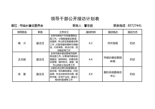 领导干部公开接访计划表