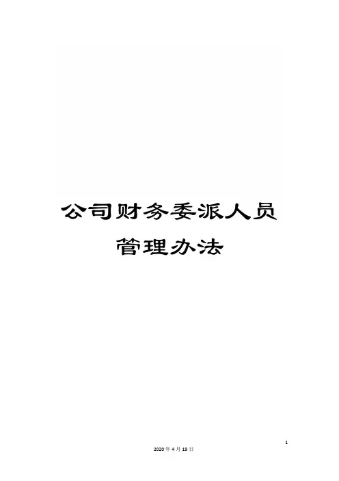 公司财务委派人员管理办法
