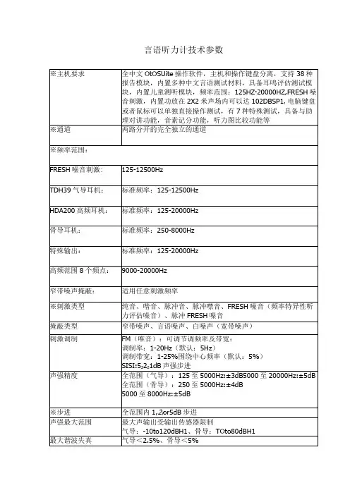 言语听力计技术参数