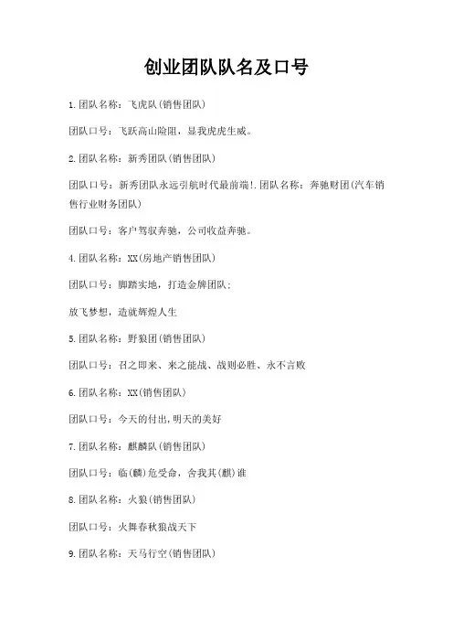 创业团队队名及口号