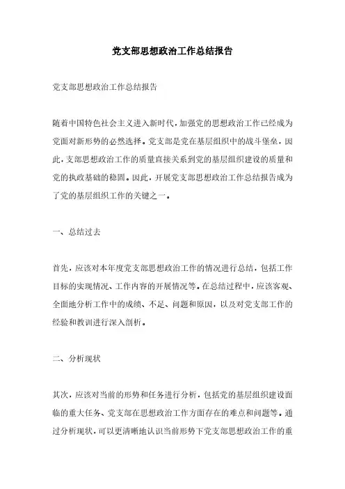党支部思想政治工作总结报告