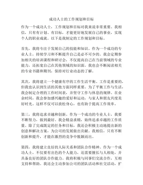 成功人士的工作规划和目标
