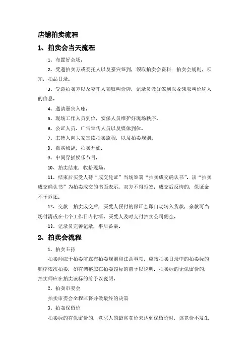 店铺拍卖流程
