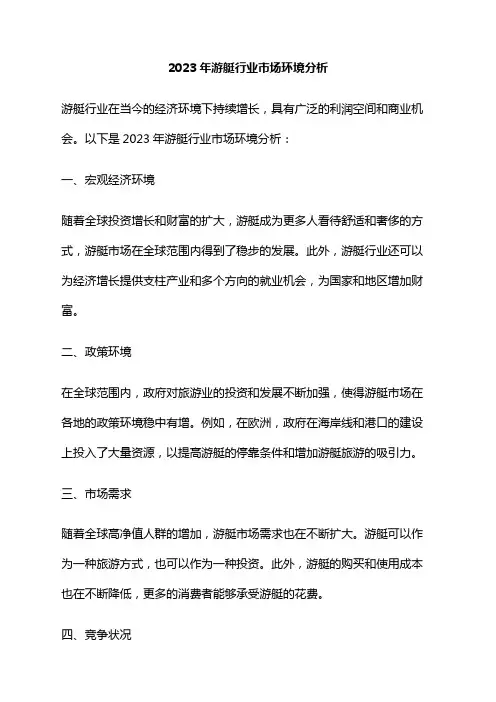 2023年游艇行业市场环境分析