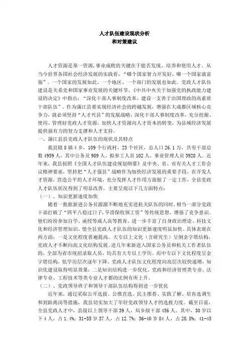 人才队伍建设现状及建议