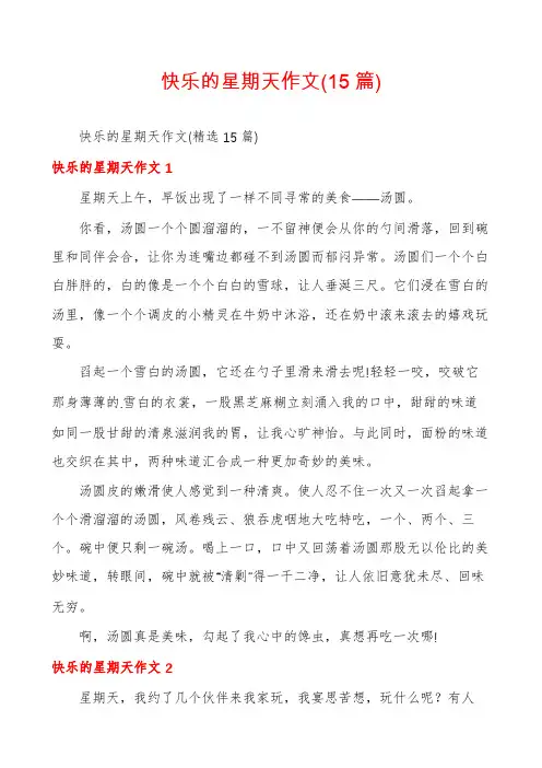 快乐的星期天作文(15篇)