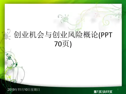 创业机会与创业风险概论(PPT 70页)
