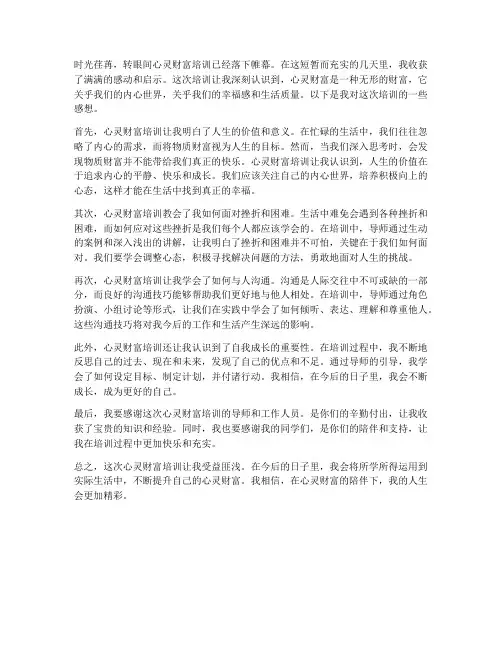 心灵财富培训后感想