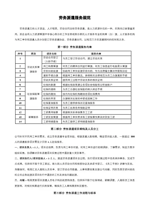 劳务派遣服务规范