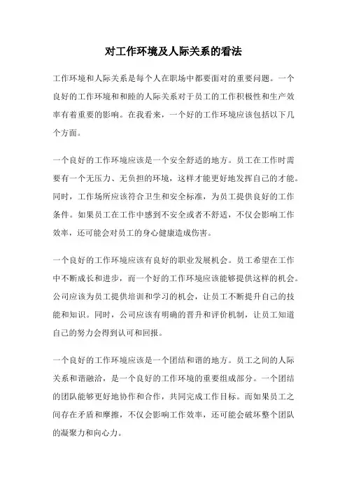 对工作环境及人际关系的看法