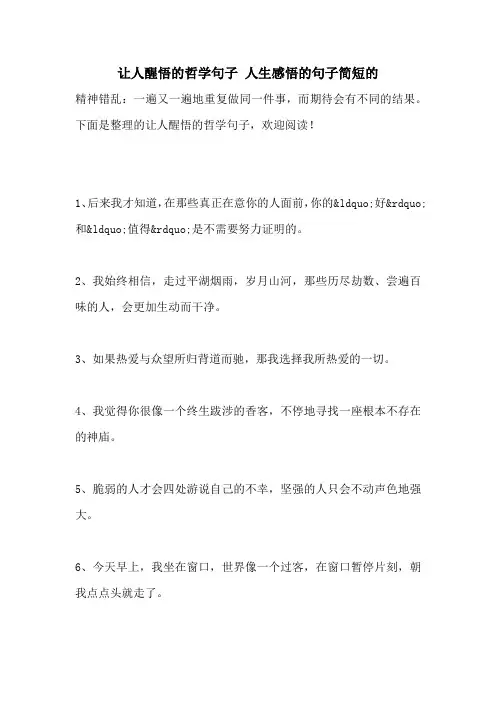 让人醒悟的哲学句子 人生感悟的句子简短的