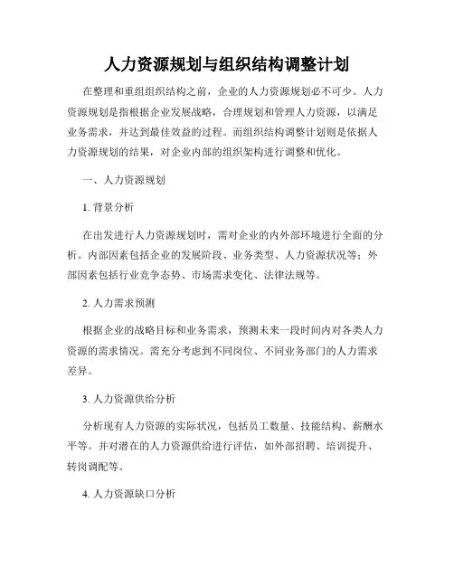 人力资源规划与组织结构调整计划