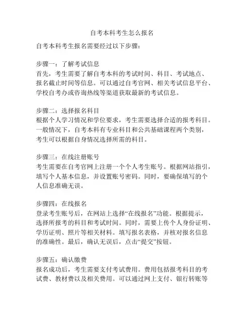 自考本科考生怎么报名