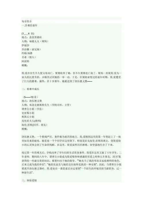 《简爱》每章故事情节概述