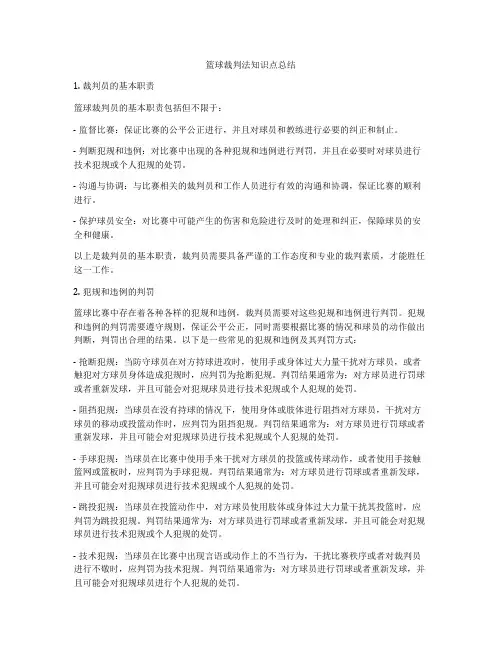 篮球裁判法知识点总结