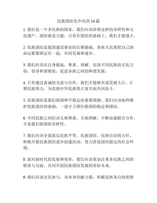民族团结发声亮剑14篇