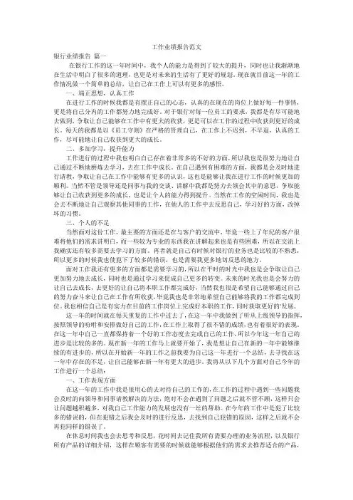 工作业绩报告范文