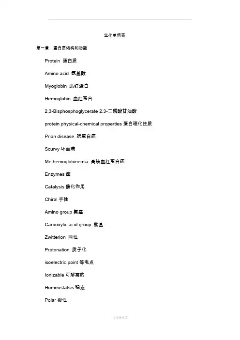 生化英文单词汇总