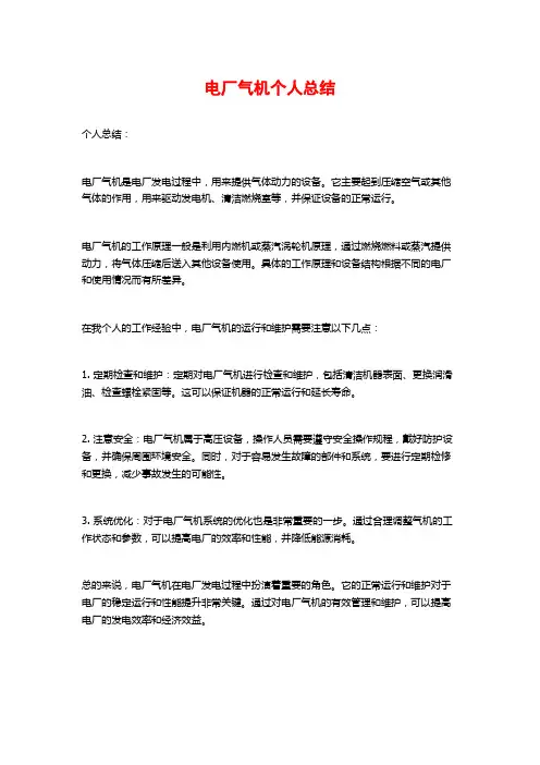 电厂气机个人总结