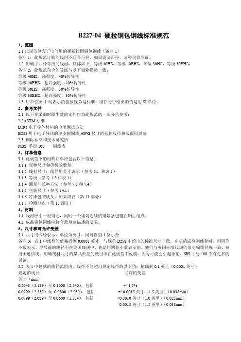 B227 硬拉铜包钢线标准规范(中文翻译)