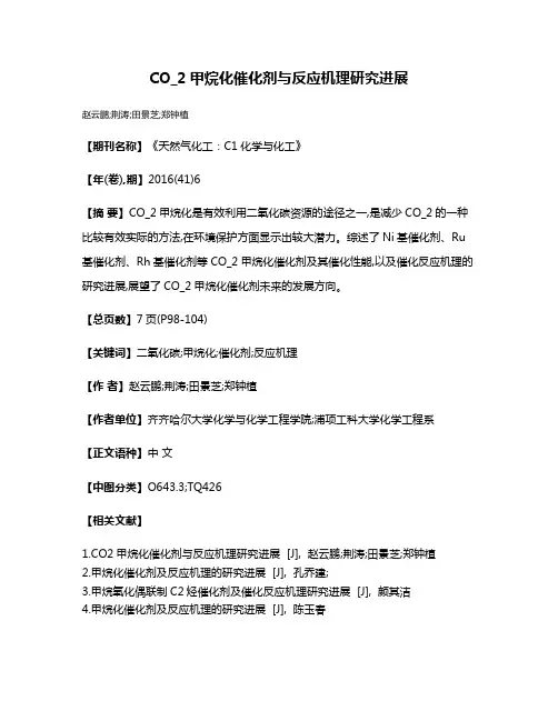 CO_2甲烷化催化剂与反应机理研究进展