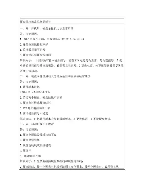 硬盘录像机常见问题