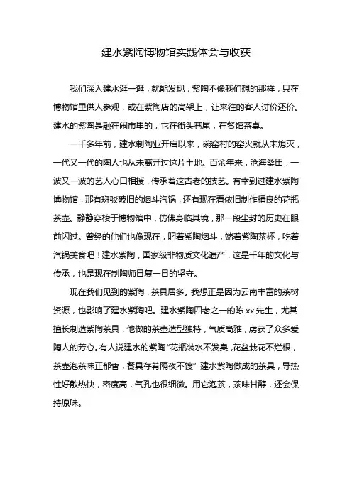 建水紫陶博物馆实践体会与收获