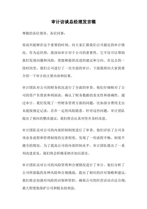 审计访谈总经理发言稿