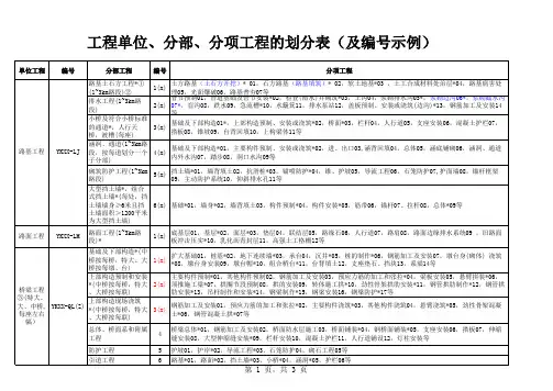 分部分项划分及编号示例