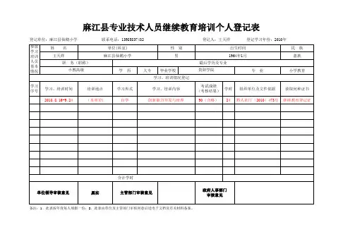 继续教育登记表(仙鹅)
