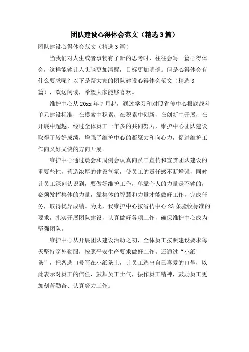团队建设心得体会范文(3篇)