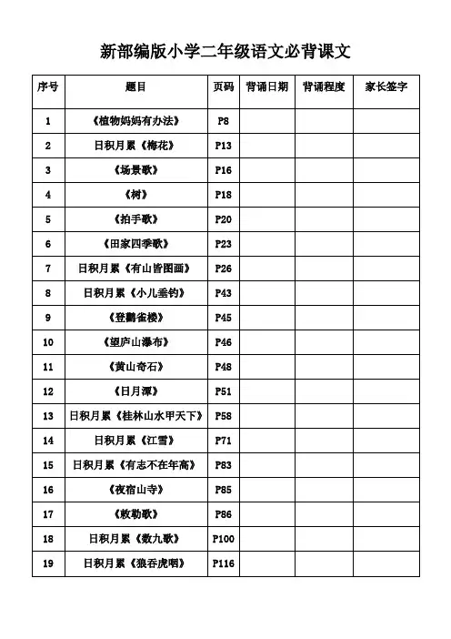 新部编版小学二年级语文上册必背课文