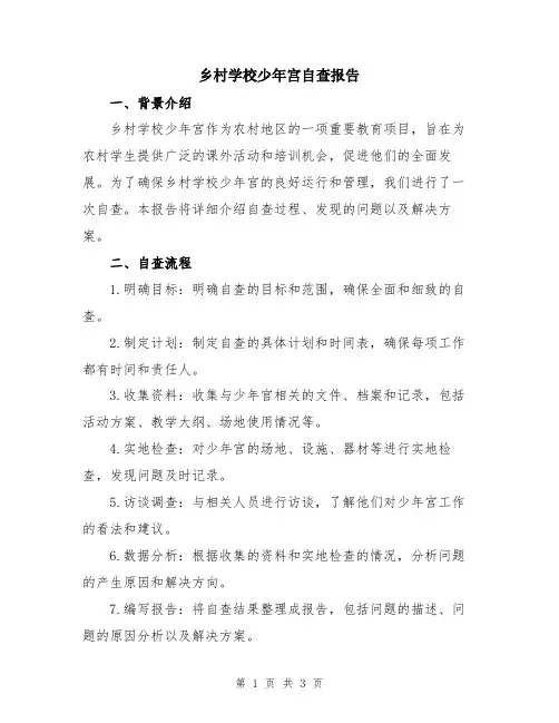 乡村学校少年宫自查报告