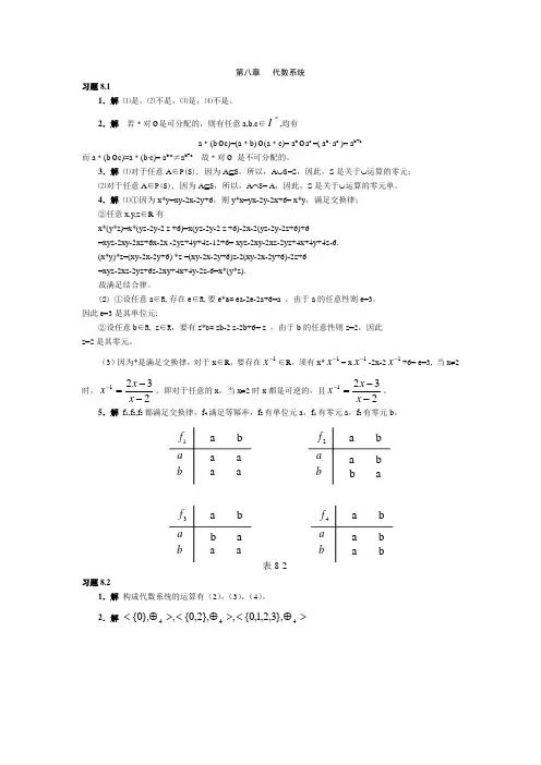 离散数学答案 第八章 代数系统