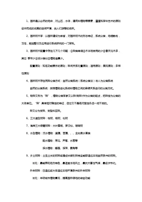 园林植物学期末考试必备