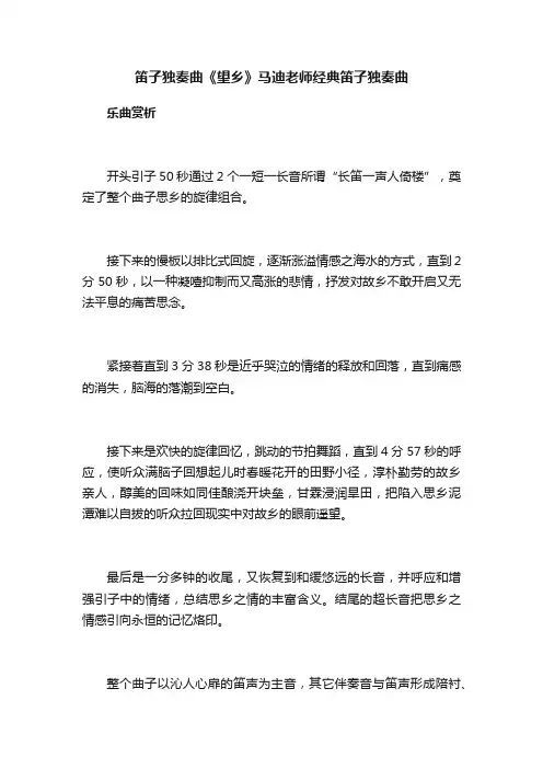 笛子独奏曲《望乡》马迪老师经典笛子独奏曲