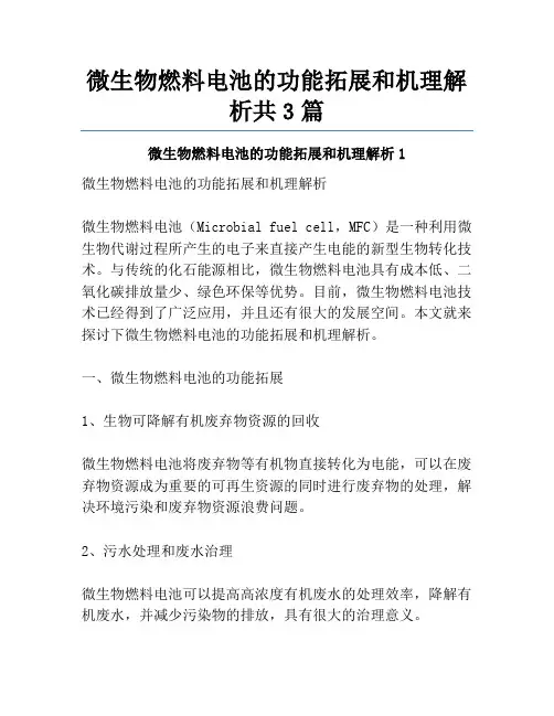 微生物燃料电池的功能拓展和机理解析共3篇