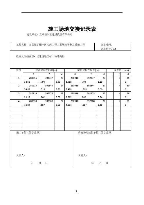 土石方施工场地交接记录表