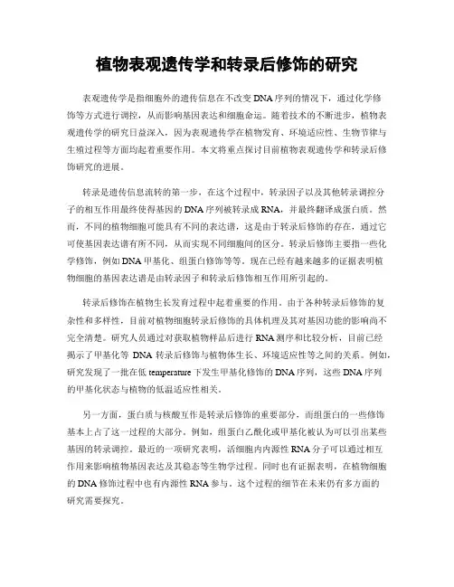 植物表观遗传学和转录后修饰的研究